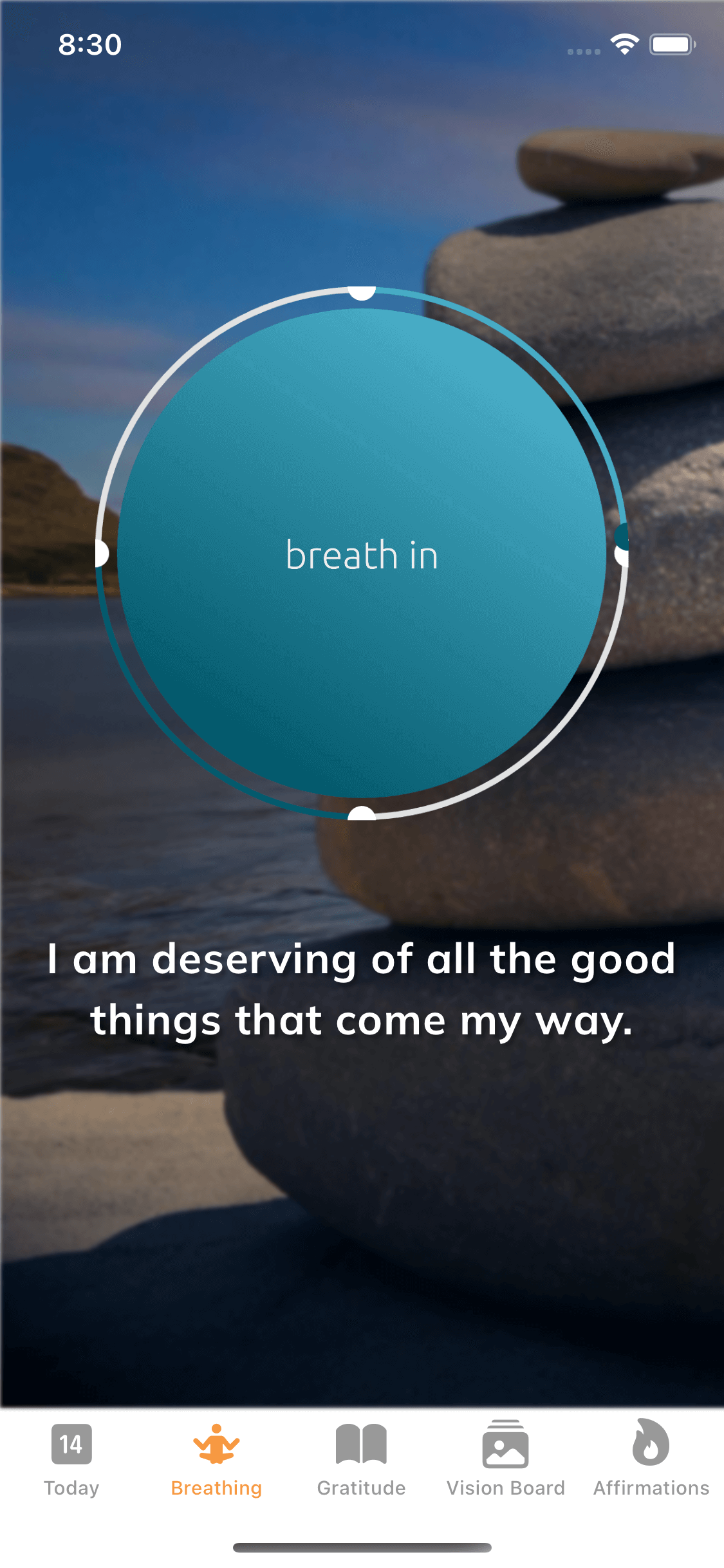 My well-being app with breathing exercise to calm yourself and live an intentional life.