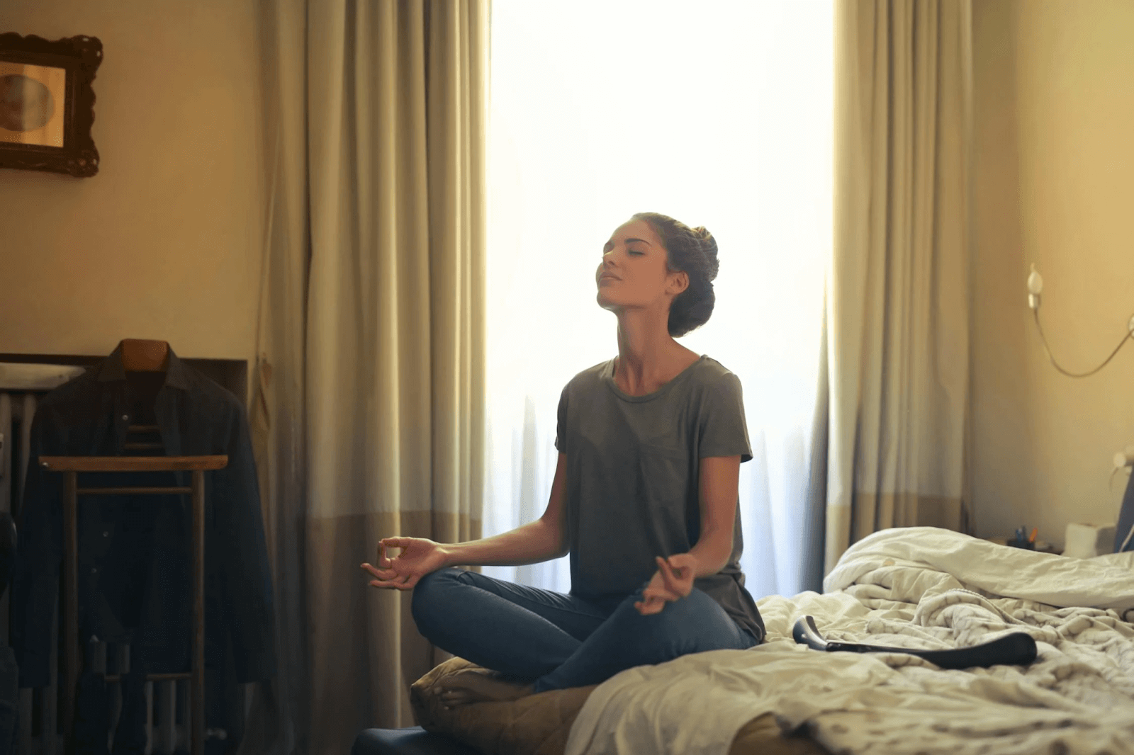 Women practicing the 4-7-8 breathing technique as part of their meditation routine for relaxation and focus