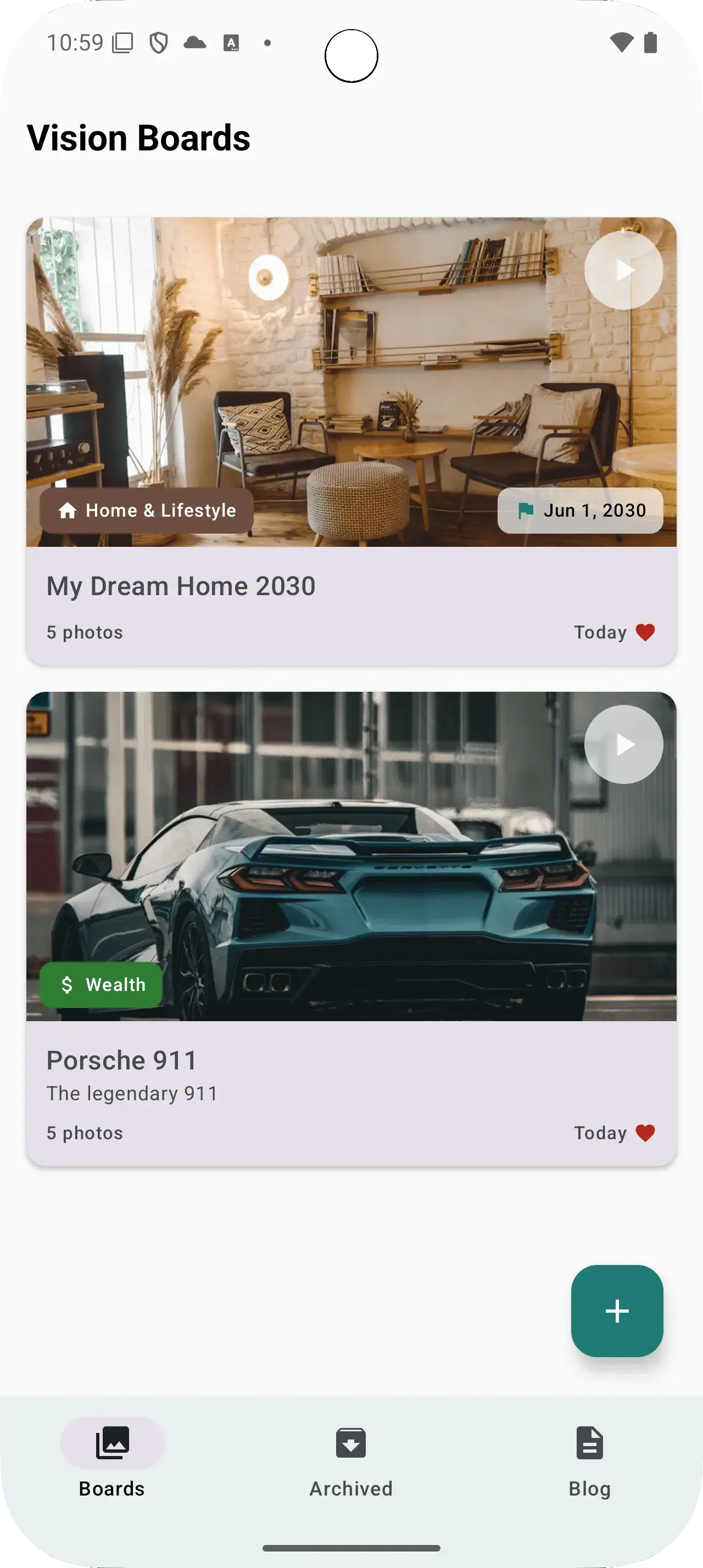 Vision Board iPhone app screenshot placeholder
